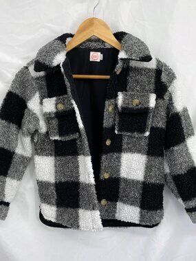 Child Wonder Nation Black and White Wool Checkered Coat